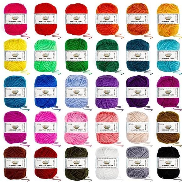 Crochet Yarn Kit for Beginners Adults and Kids, 1650 Yards 30 Colors - Picture 4 of 7